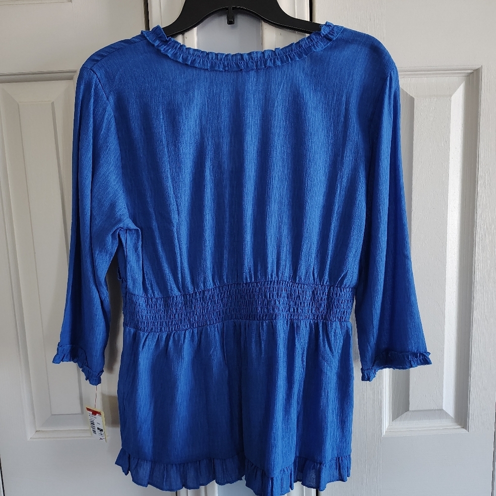 BEACHTIME Women's Blue Ruffle Top Swim Coverup S - Picture 8 of 8